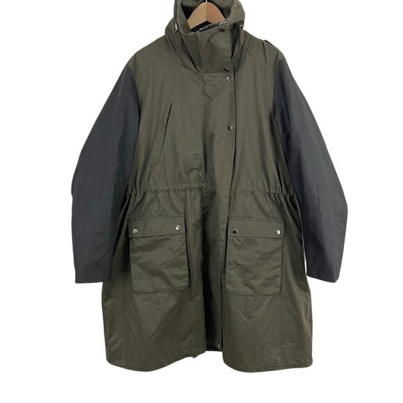 Lane Bryant Military Trench Coat Women Size 18/20 Green Black - Picture 1 of 9